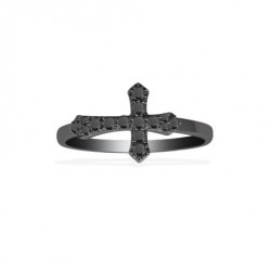 Bague Croix avec Oxydes noirs